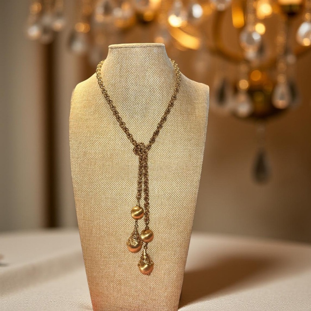 Money Vintage Midcentury Monet Gold 
Bolero Lariat Necklace Alice Vega